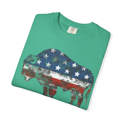 Distressed Graphic American Buffalo T-Shirt, Patriotic Tee, Unisex Graphic Shirt, 4th of July, Red White and Blue, Fourth of July,  Different colors
