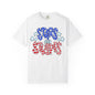 America The Beautiful Stars and Stripes Garment-Dyed Unisex T-Shirt, 4th of July Tee, Fourth of July Top, Patriotic Tshirt, Red White and Blue