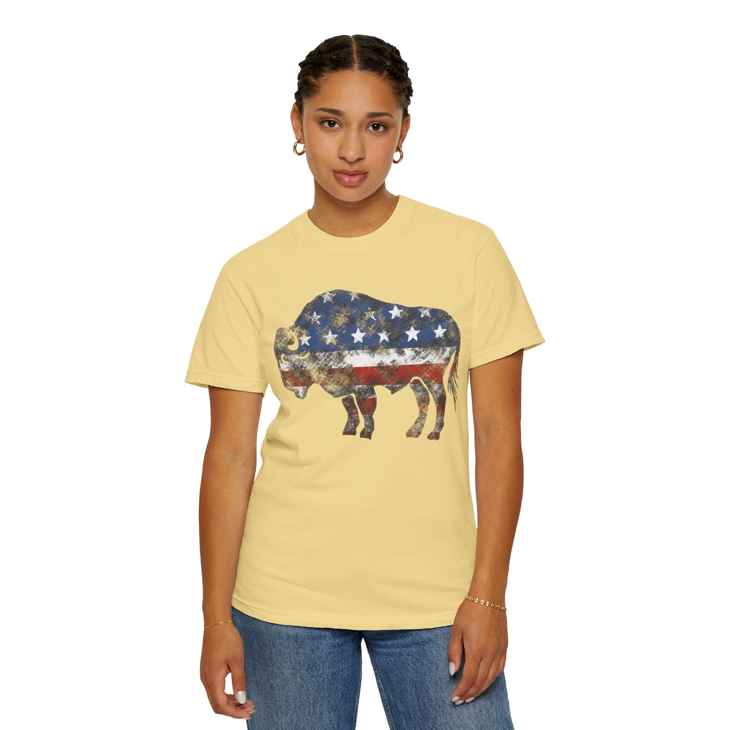 Distressed Graphic American Buffalo T-Shirt, Patriotic Tee, Unisex Graphic Shirt, 4th of July, Red White and Blue, Fourth of July,  Different colors