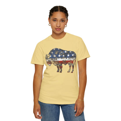 Distressed Graphic American Buffalo T-Shirt, Patriotic Tee, Unisex Graphic Shirt, 4th of July, Red White and Blue, Fourth of July,  Different colors