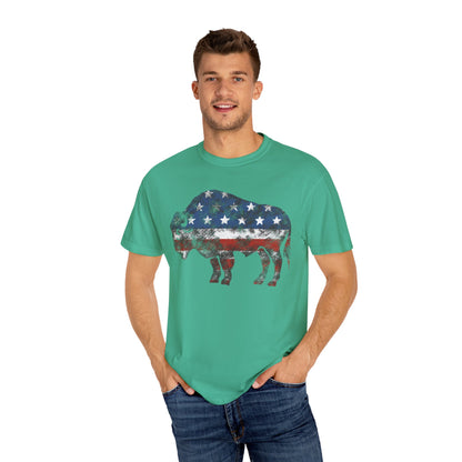 Distressed Graphic American Buffalo T-Shirt, Patriotic Tee, Unisex Graphic Shirt, 4th of July, Red White and Blue, Fourth of July,  Different colors