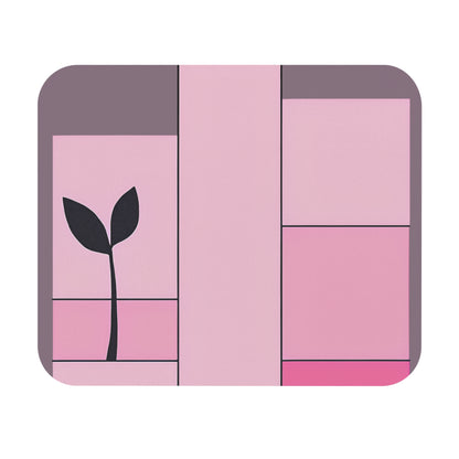 Pink Minimalist Plant Design Mouse Pad - Stylish Desk Accessory for Home and Office