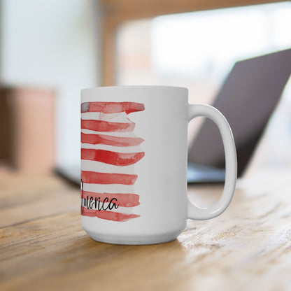 Old Glory Coffee Mug - Patriotic Ceramic Mug - 11oz & 15oz | American Flag Design | Perfect for Independence Day, Memorial Day, Gift for Veterans, Coffee Lover
