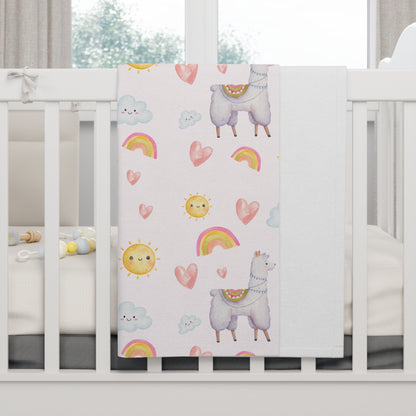 Enchanting Cozy Llama  Fleece Baby Blanket - Cute Llama Rainbows Dream Like Design Swaddle Blanket ~ Newborn Gift