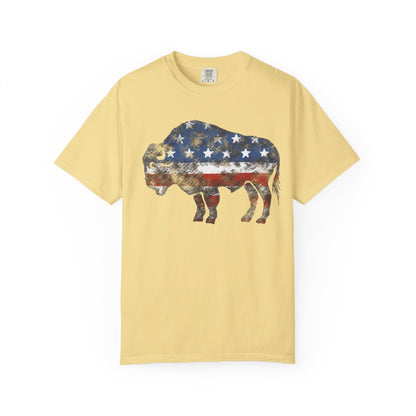 Distressed Graphic American Buffalo T-Shirt, Patriotic Tee, Unisex Graphic Shirt, 4th of July, Red White and Blue, Fourth of July,  Different colors