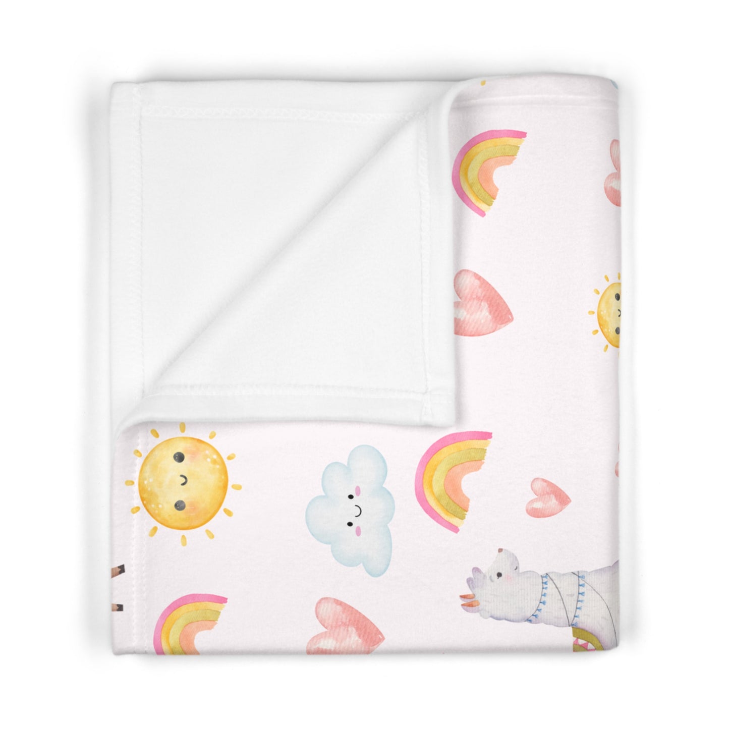 Enchanting Cozy Llama  Fleece Baby Blanket - Cute Llama Rainbows Dream Like Design Swaddle Blanket ~ Newborn Gift