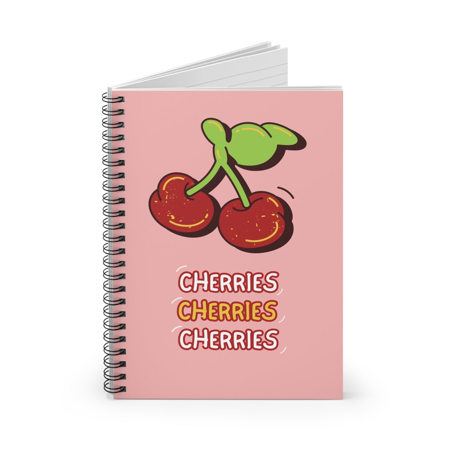 Cute Pink Cherry Spiral Notebook - Ruled Lines for School & Journaling