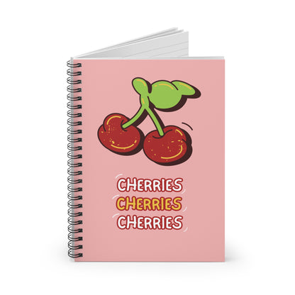 Cute Pink Cherry Spiral Notebook - Ruled Lines for School & Journaling