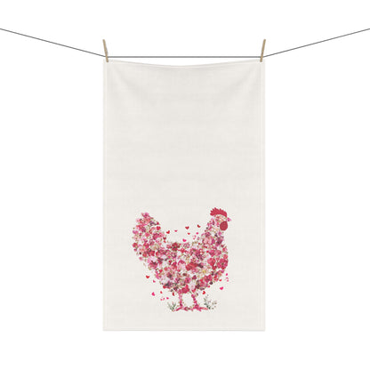 Charming Floral Chicken Tea Towels | Kitchen Decor, Farmhouse Style, Gift for Home Chef, Housewarming, Spring Decor Rooster Towel, Chicken Kitchen