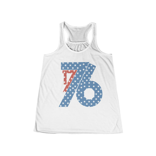 1776 Patriotic Women's Flowy Racerback Tank, Fourth of July Racerback Tank, Flowy Top, Casual Wear, Independence Day Apparel 4th of July USA