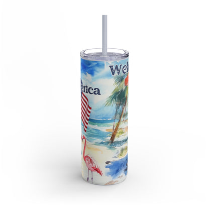 Trump Gulf of America Slim 20 oz Tumbler, Beach Tumbler, River Tumbler, Patriotic Cup, Tumbler with Straw