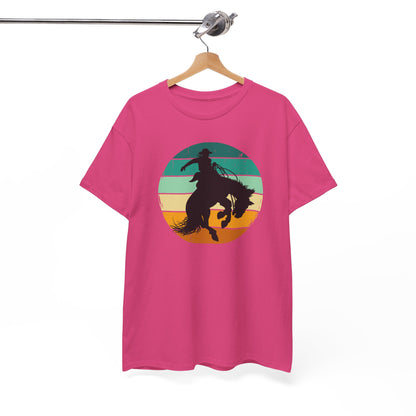 Ride It! Retro Cowboy Unisex Heavy Cotton Tee Rodeo, Honky Tonk,  Concert, County Fair -Great Layering Tee.  8 Great Colors to Choose From
