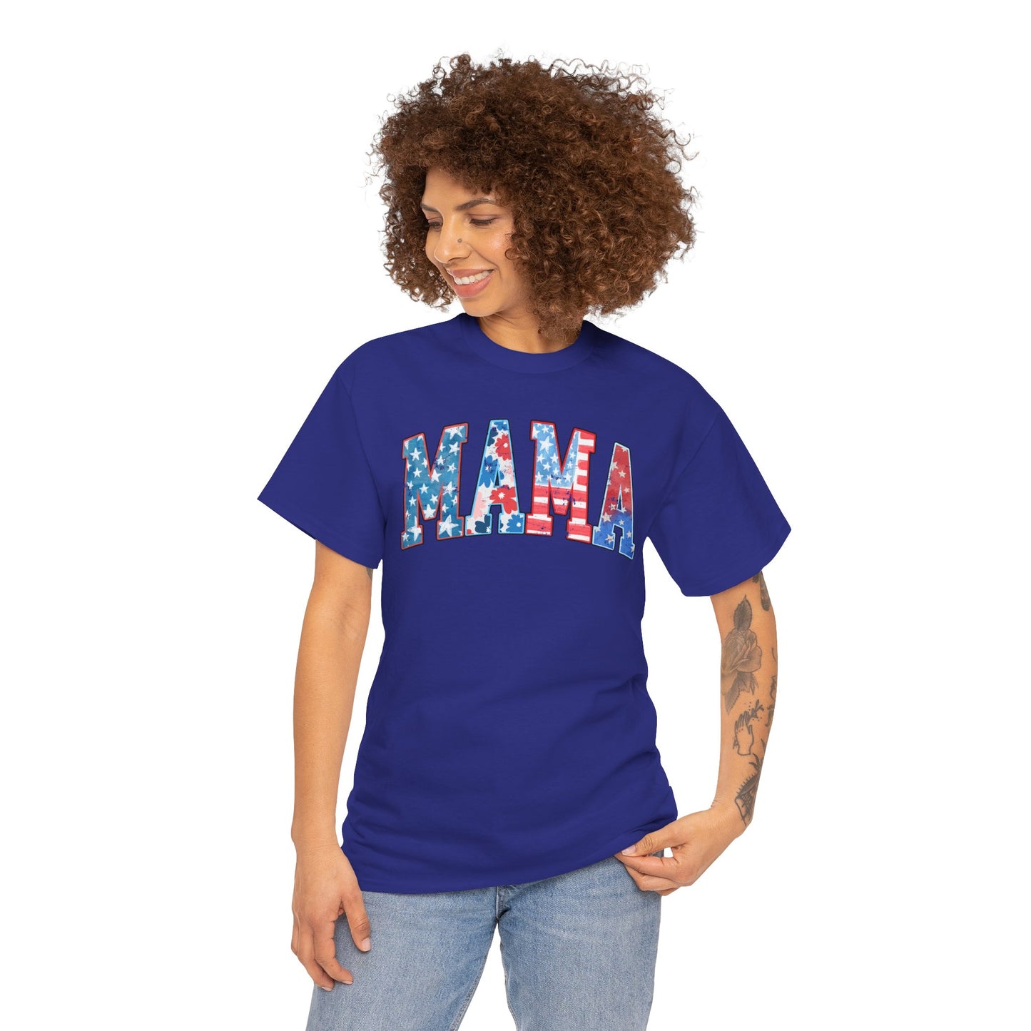 New Patriotic Mama Tee, 4th of July Cotton Shirt,  4th of July, Independence Day Outfit, Casual Summer Wear, Family Reunion