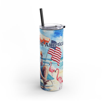 Trump Gulf of America Slim 20 oz Tumbler, Beach Tumbler, River Tumbler, Patriotic Cup, Tumbler with Straw