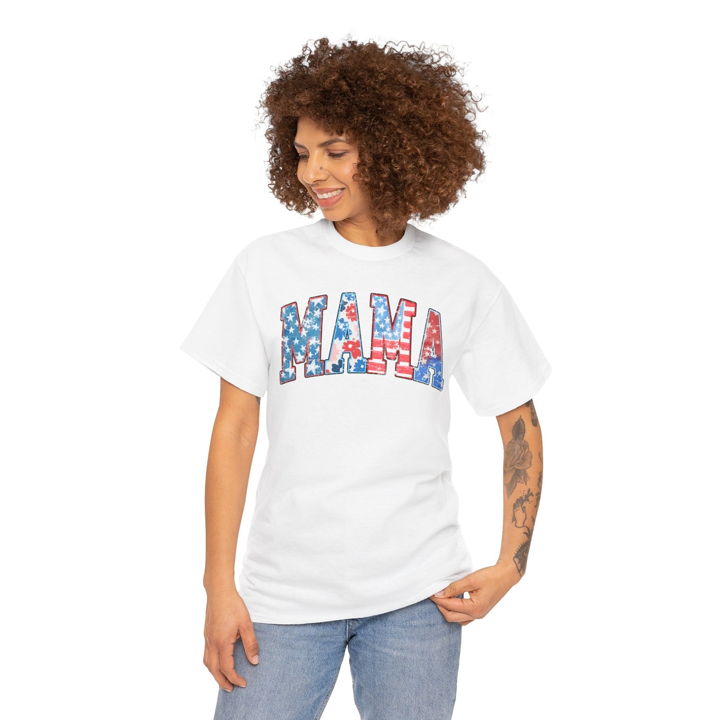 New Patriotic Mama Tee, 4th of July Cotton Shirt,  4th of July, Independence Day Outfit, Casual Summer Wear, Family Reunion