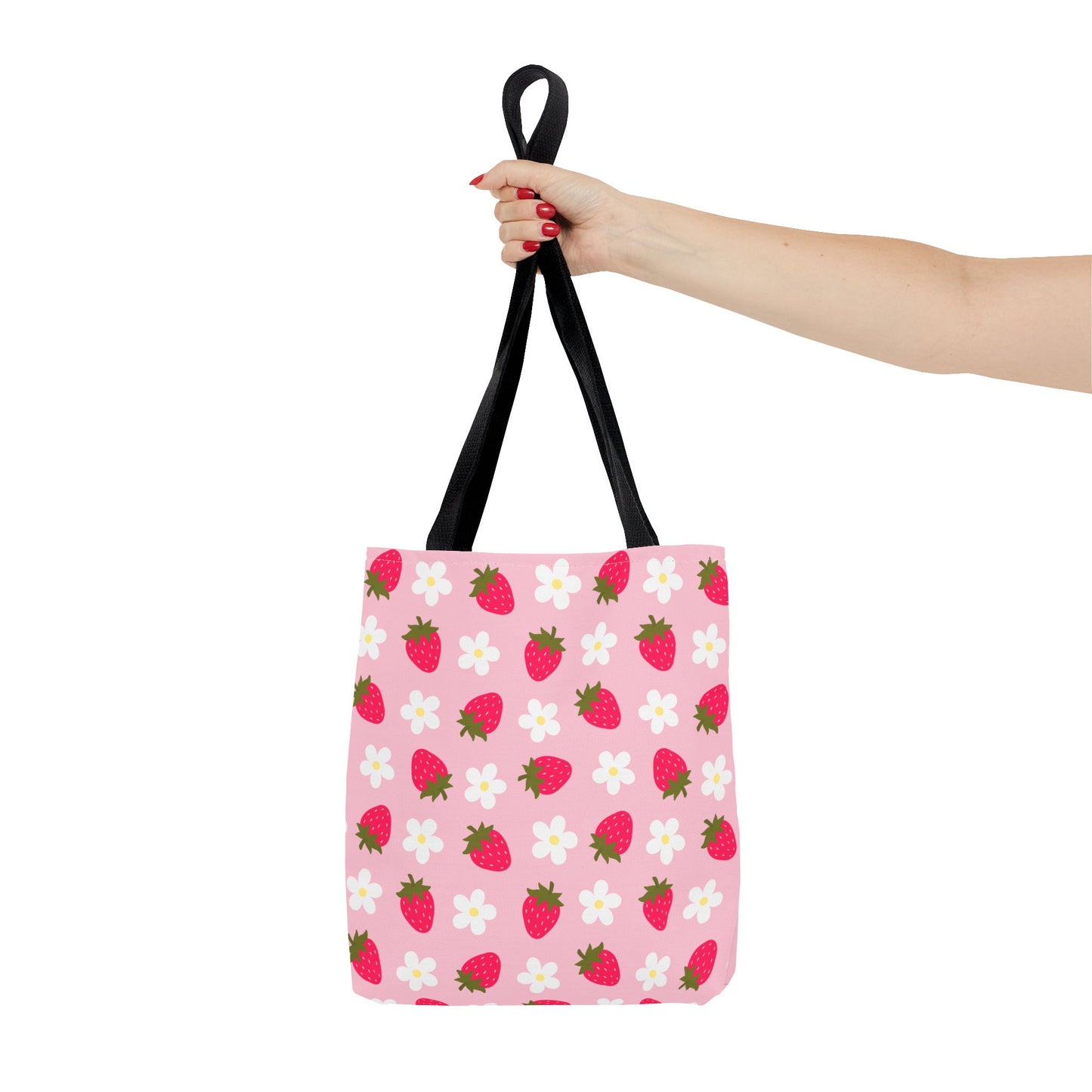 Adorable Strawberry Floral Tote Bag - Perfect for Summer Outings, Farmers' Markets, Festivals, Garage Sales, Grocery, Kids, Lake, River, Pool, Beach Bag