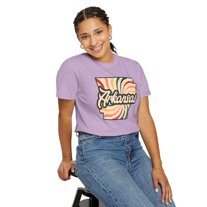WOOO PIG SOOIE. , Arkansas Retro T-Shirt - Call Those Hogs - Natural State - Fun Summer Tee - Colorful - Razorbacks