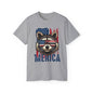 Feral Merica'  Raccoon Tee - Unisex Cotton T-Shirt for 4th of July, Independence Day Tee, Fourth of July, July 4th Tshirt, American Flag, Patriotic Tee