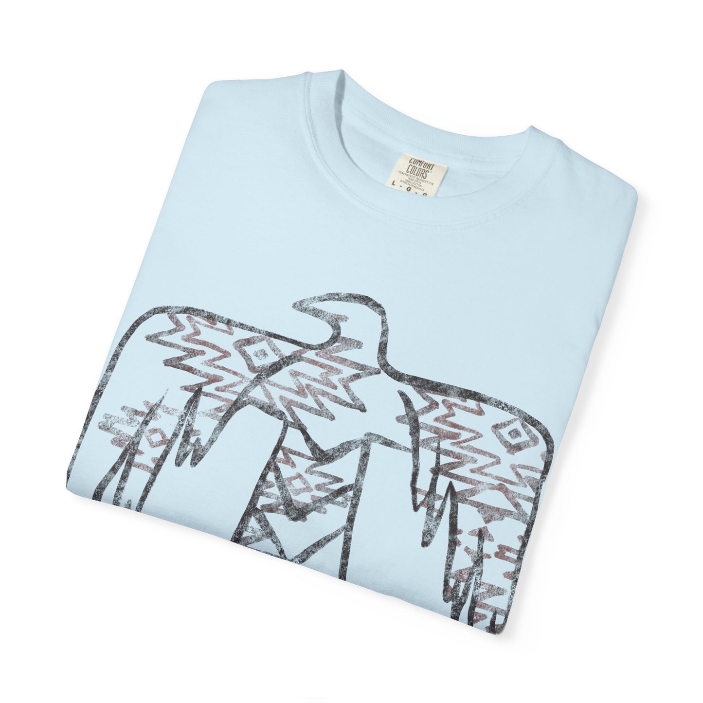 American Indian Thunderbird Grunge Unisex Garment-Dyed T-Shirt with Artistic Design, Casual Wear, Boho Style,  Graphic Tee, Eco-Friendly Fashion, Unique Gift For Her
