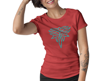 The Bold and Beautiful - Turquoise & Red Boot Stitch Tee
