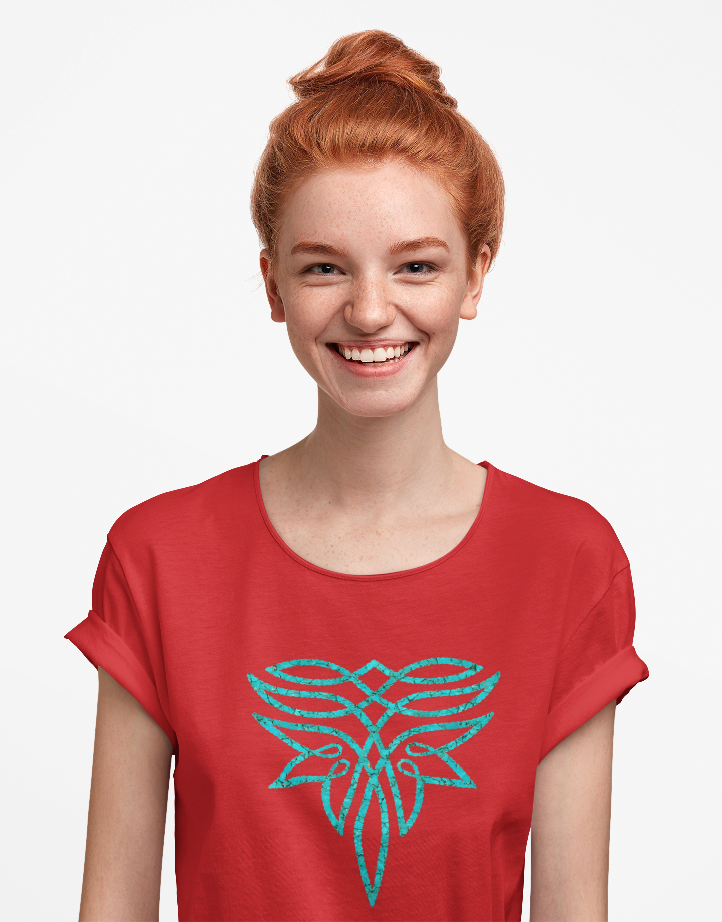 The Bold and Beautiful - Turquoise & Red Boot Stitch Tee