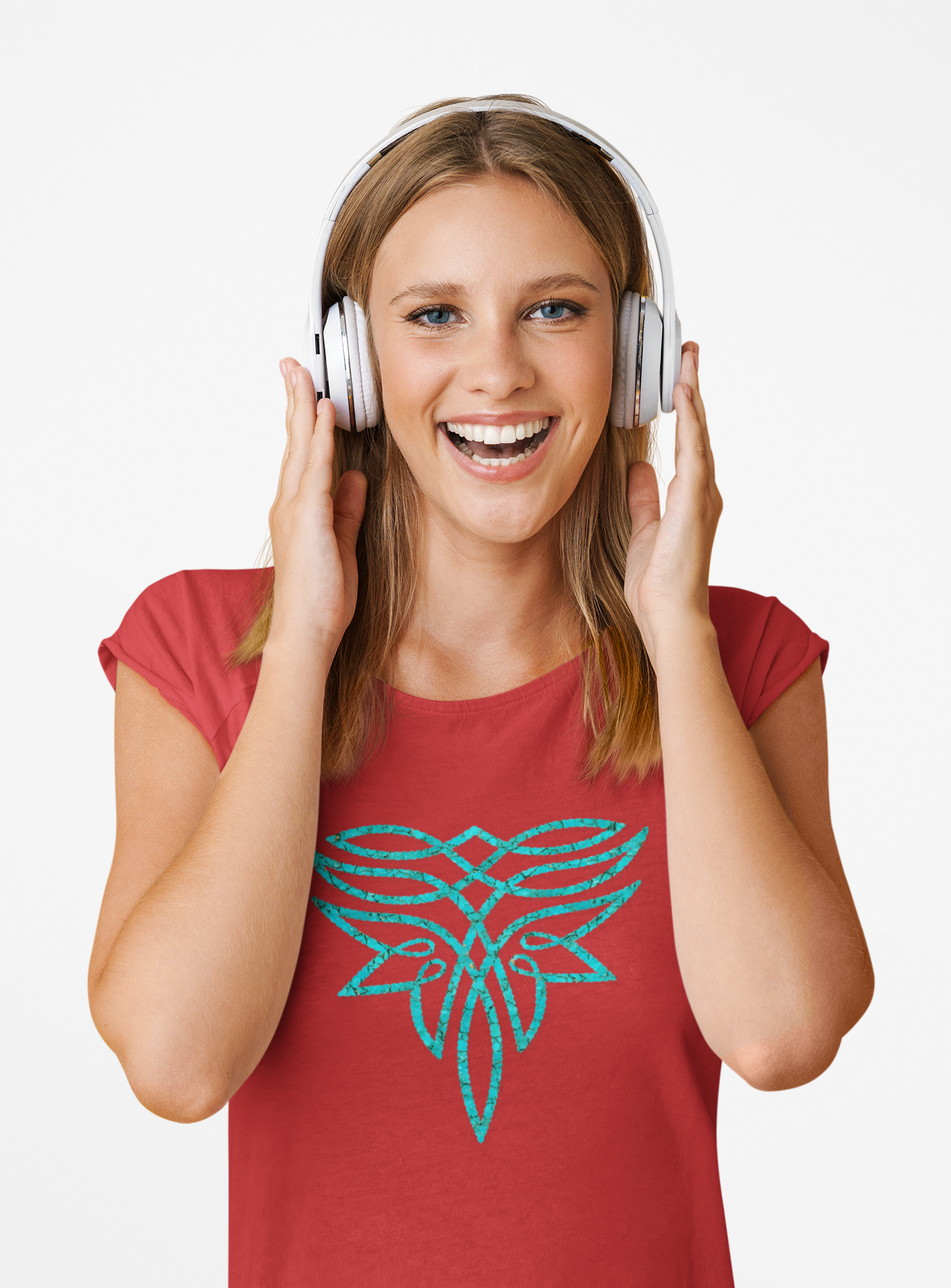 The Bold and Beautiful - Turquoise & Red Boot Stitch Tee