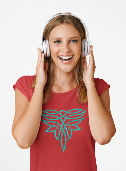 The Bold and Beautiful - Turquoise & Red Boot Stitch Tee