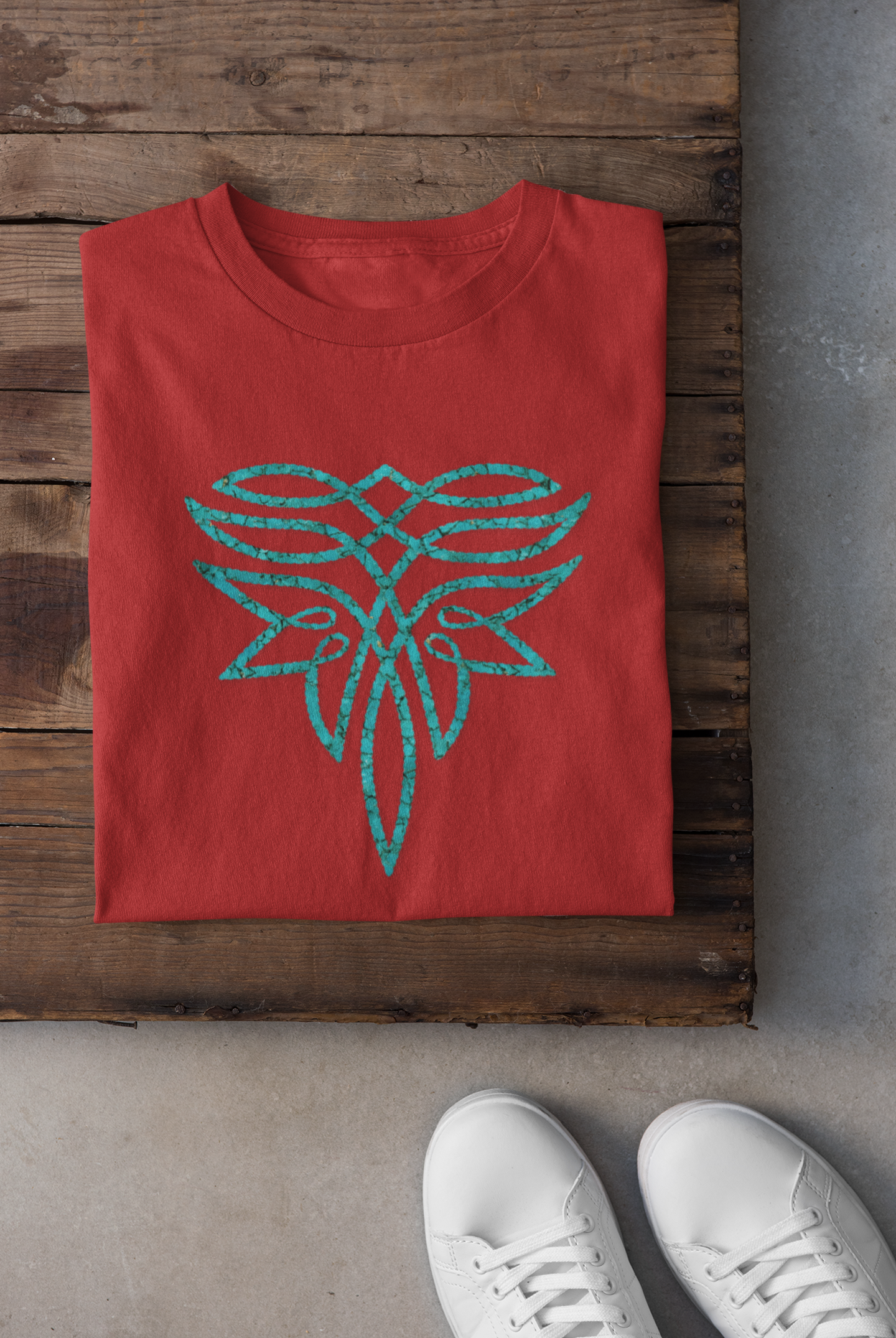 The Bold and Beautiful - Turquoise & Red Boot Stitch Tee