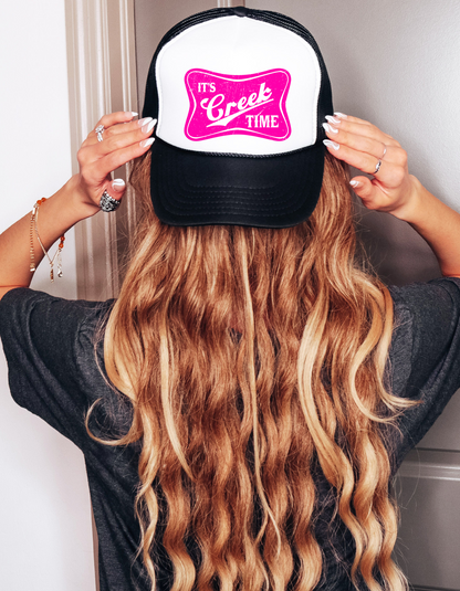 The Creek Bank Is Calling Your Name ...Creek Time Trucker Mesh Cap  Has Gravel Bar Written All Over It Women's Pink and Black