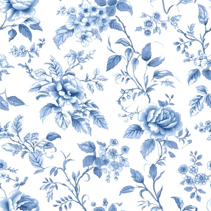 French Floral Toile De Jouy Blue Chinoiserie Beautiful Beach Towel - Honeymoon Family Vacation Mothers Day Gift