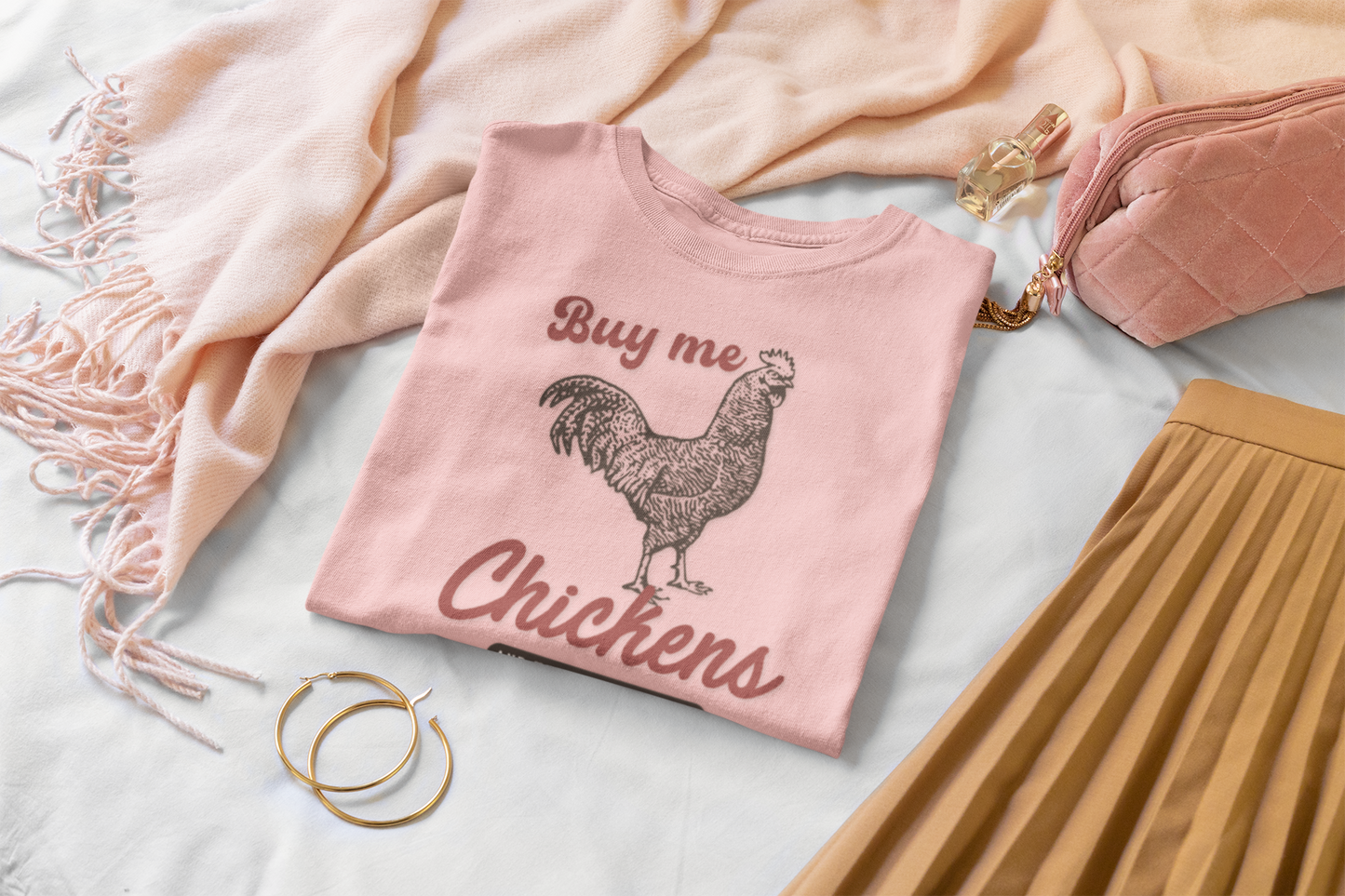 The Way To A Good Woman's Heart.... 'Buy Me Chickens' T- Shirt - Perfect for Egg Dealers, Chicken Lovers, Crazy Chicken Lady, Wives