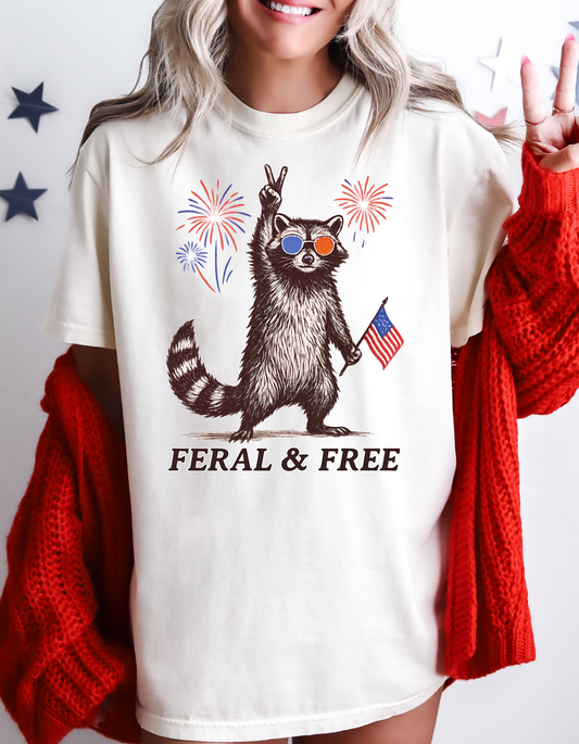 USA Feral and Free Tee~ 4th of July Tshirt, Fourth of July Tee, Independence Day Top, Independence Day Tshirt, Red White and Blue, Patriotic, Flag, America, Merica'