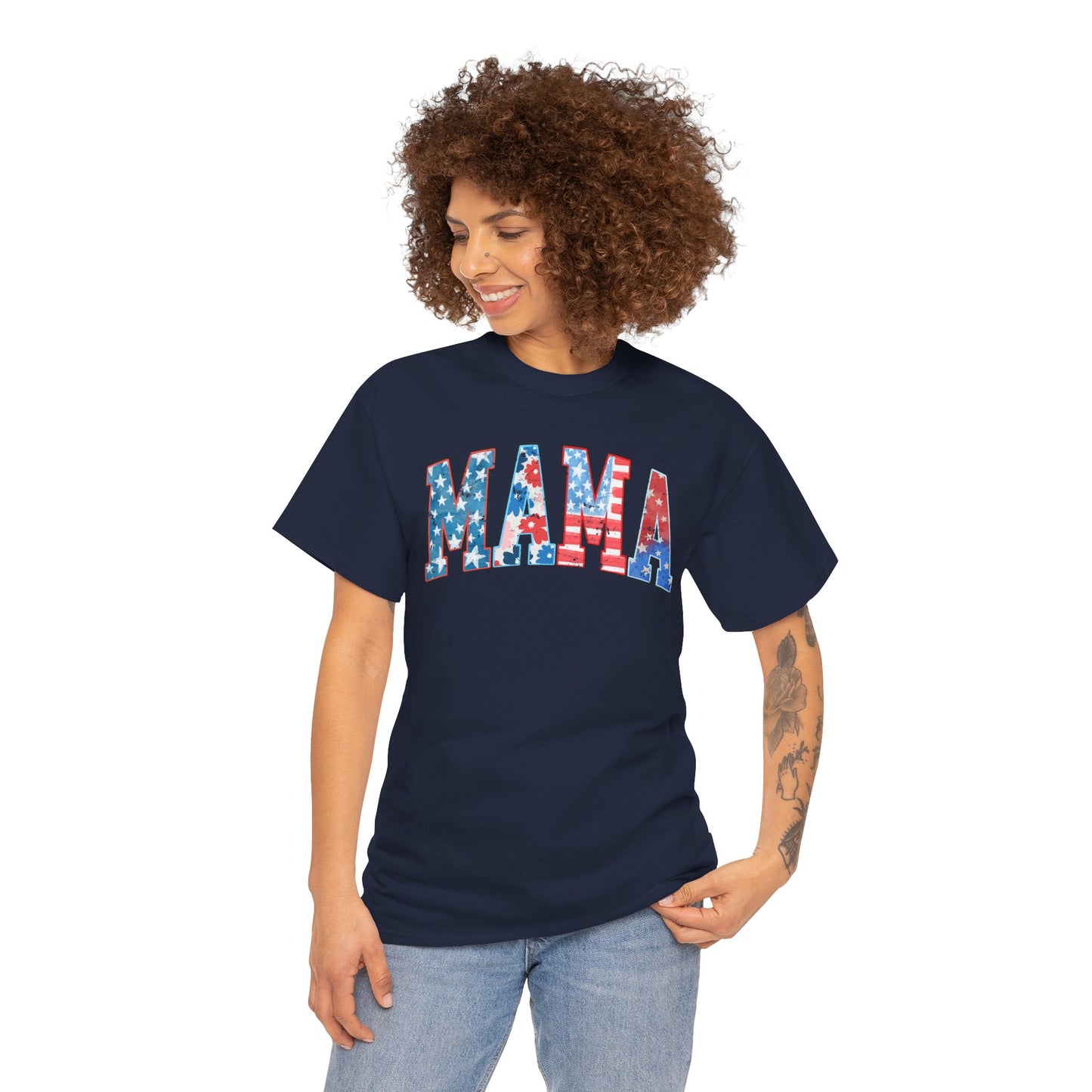 New Patriotic Mama Tee, 4th of July Cotton Shirt,  4th of July, Independence Day Outfit, Casual Summer Wear, Family Reunion