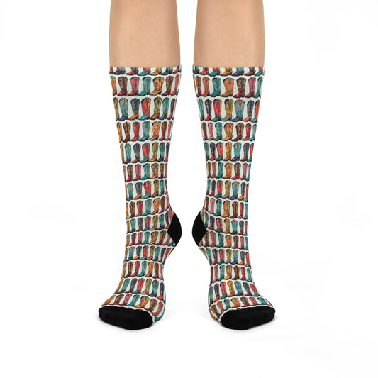 Colorful Cowboy Boot  Cushioned Crew Socks - Fun Sock Design for Cozy Comfort LOVE THESE!!!