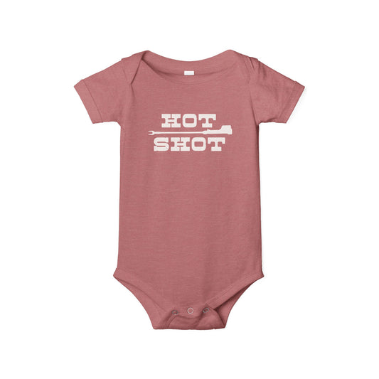 Cute 'Hot Shot' Infant Jersey One Piece for Baby Boys or Girls, Onesie Farmer Cattle Rancher Western Unisex Multiple Colors to Choose From
