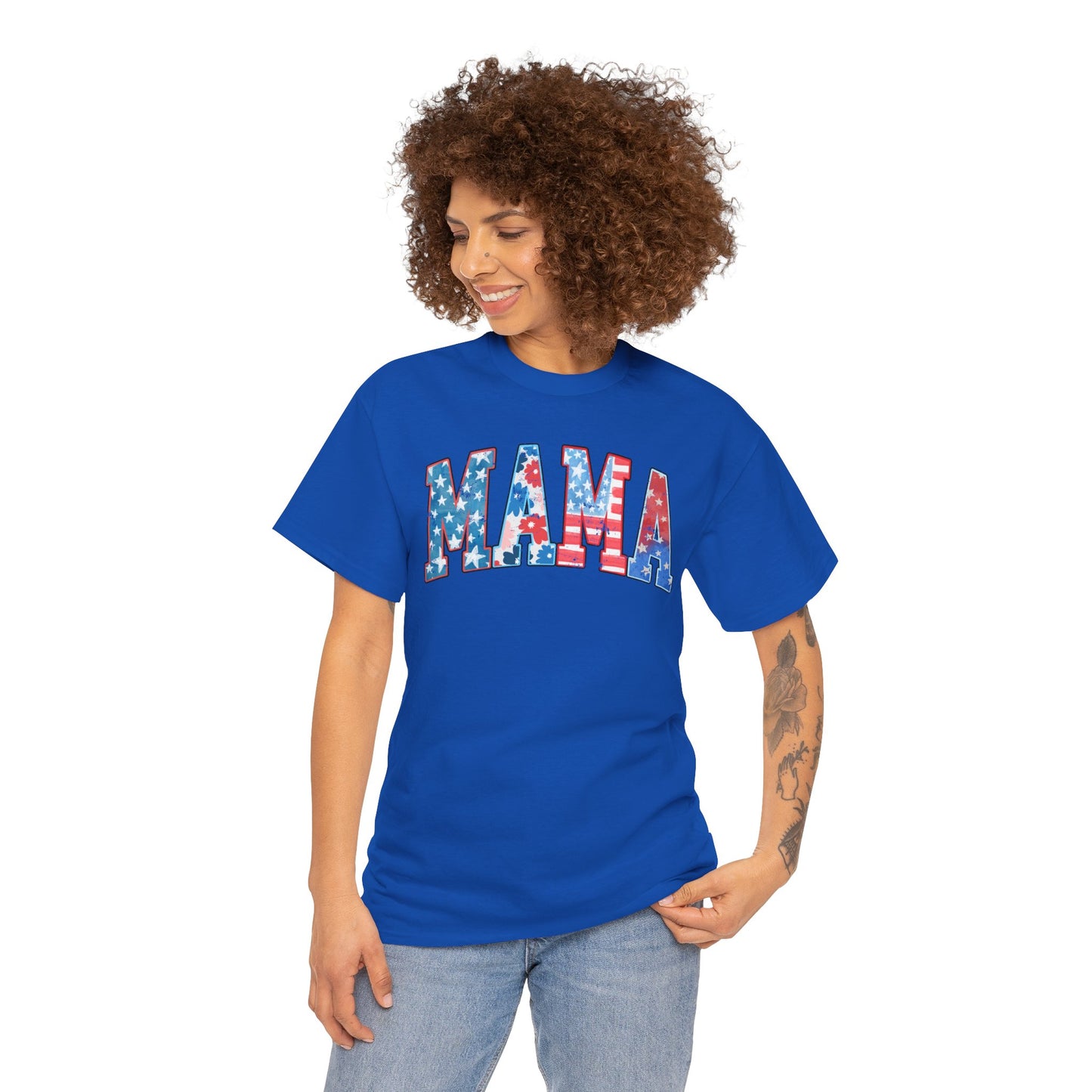 New Patriotic Mama Tee, 4th of July Cotton Shirt,  4th of July, Independence Day Outfit, Casual Summer Wear, Family Reunion