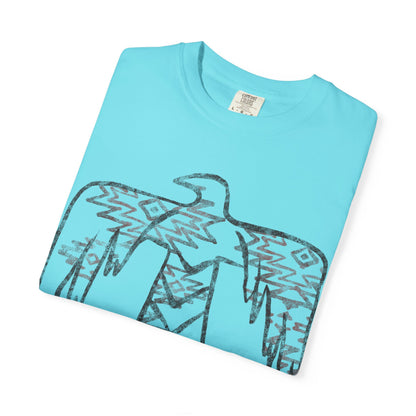 American Indian Thunderbird Grunge Unisex Garment-Dyed T-Shirt with Artistic Design, Casual Wear, Boho Style,  Graphic Tee, Eco-Friendly Fashion, Unique Gift For Her