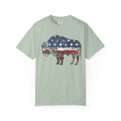 Distressed Graphic American Buffalo T-Shirt, Patriotic Tee, Unisex Graphic Shirt, 4th of July, Red White and Blue, Fourth of July,  Different colors