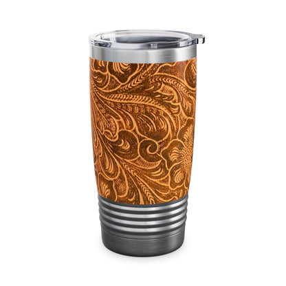 Vintage Leather Look Ringneck Tumbler | Western Style Travel Mug, Leather Gift,  Coffee Mug, Leather Stamped, Tooled Leather Look, Great Fathers Day Gift