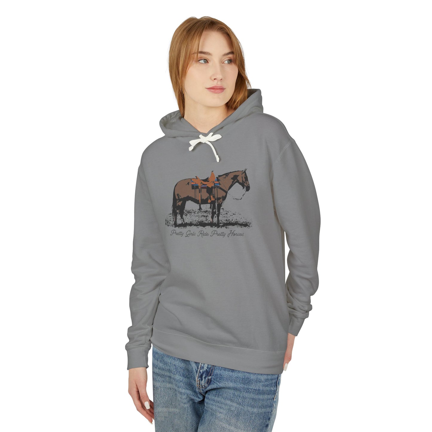 New Pretty Girls Ride Pretty Horses Lightweight Hooded Sweatshirt - Barrel Racer, Horse Lovers, Trail Rides. This will be your favorite- Multiple Colors Available
