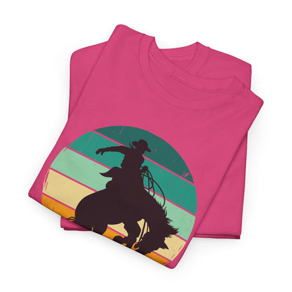 Ride It! Retro Cowboy Unisex Heavy Cotton Tee Rodeo, Honky Tonk,  Concert, County Fair -Great Layering Tee.  8 Great Colors to Choose From