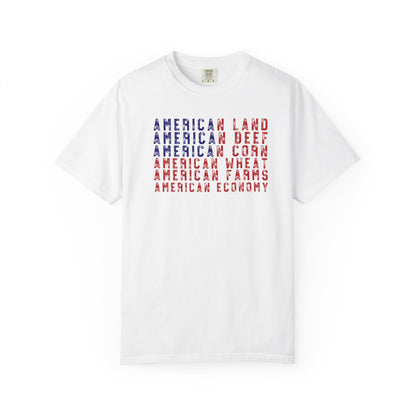 Vintage American Beef Corn Land  Wheat Farms Pride T-shirt - Land, Beef, Corn Wheat Crops USA America Patriotic  Design