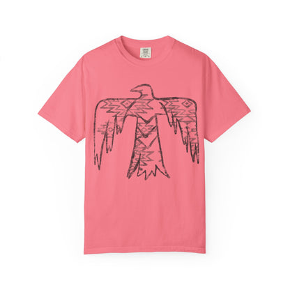 American Indian Thunderbird Grunge Unisex Garment-Dyed T-Shirt with Artistic Design, Casual Wear, Boho Style,  Graphic Tee, Eco-Friendly Fashion, Unique Gift For Her