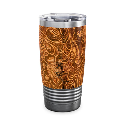 Vintage Leather Look Ringneck Tumbler | Western Style Travel Mug, Leather Gift,  Coffee Mug, Leather Stamped, Tooled Leather Look, Great Fathers Day Gift