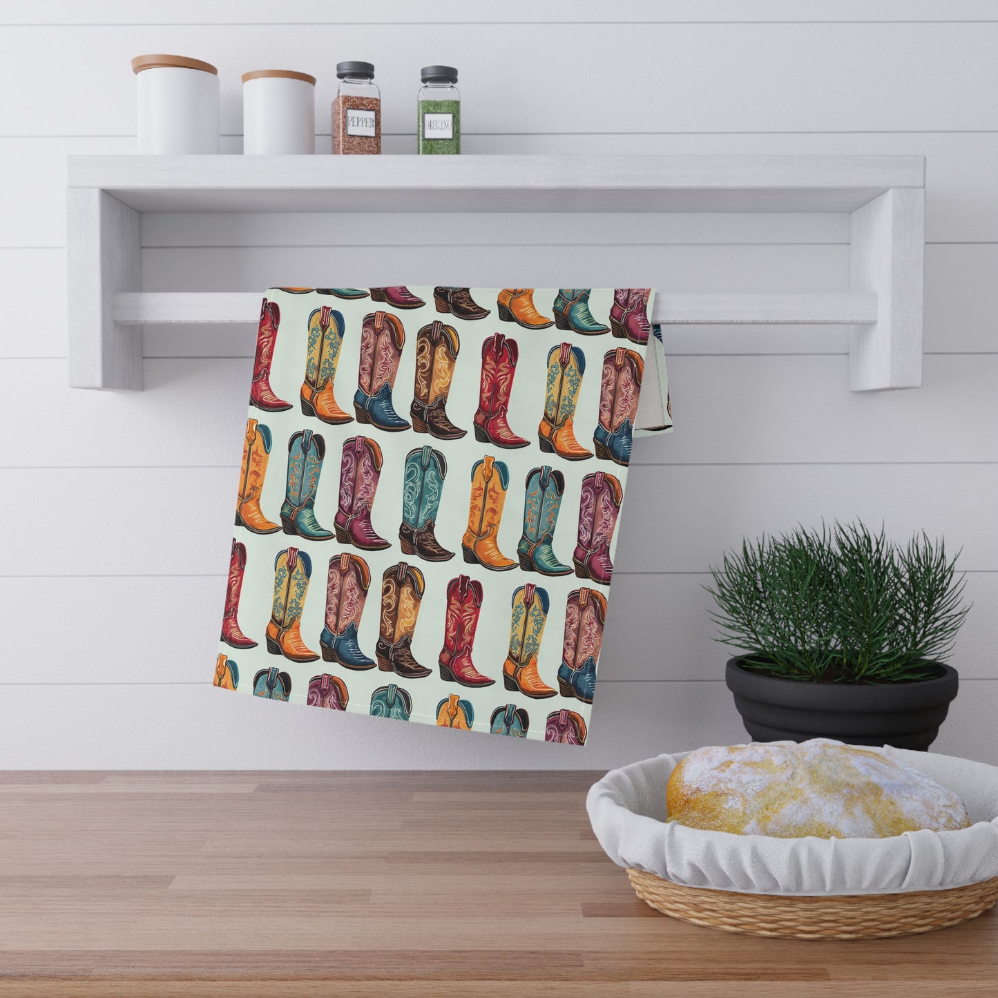 Colorful Cowboy Boots Tea Towels - Fun Western Kitchen Decor House Warming Gift Idea - Farm House Style