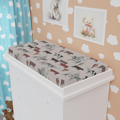Cattle Drive Cowboy Rodeo Baby Changing Pad Cover, Nursery Decor, Baby Shower Gift, Western Theme Nursery, Gender Neutral Baby Bedding, Longhorn