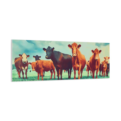 Original Farm Angus Black And Red Farm Rustic Farmhouse Canvas Art Print, Cow Wall Decor, Country Home Decor,Farmhouse Wall Art
