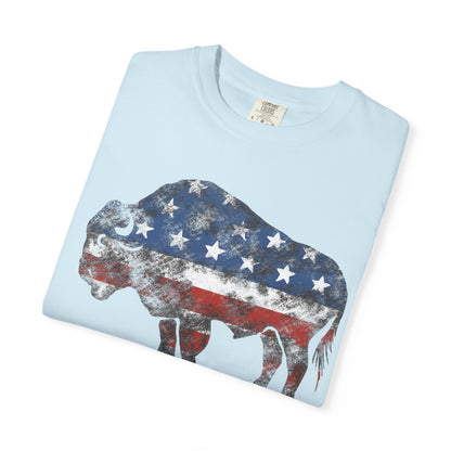 Distressed Graphic American Buffalo T-Shirt, Patriotic Tee, Unisex Graphic Shirt, 4th of July, Red White and Blue, Fourth of July,  Different colors
