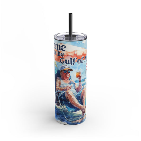 Trump Gulf of America Slim 20 oz Tumbler, Beach Tumbler, River Tumbler, Patriotic Cup, Tumbler with Straw