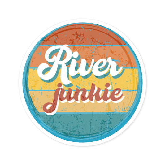 River Junkie Vibrant Indoor/Outdoor Sticker ---Boat Sticker, Car Sticker, Kayak Sticker, Canoe Sticker